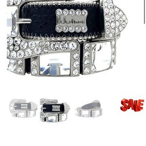 B.B. Simon Tan Belt with Rhinestone Accents